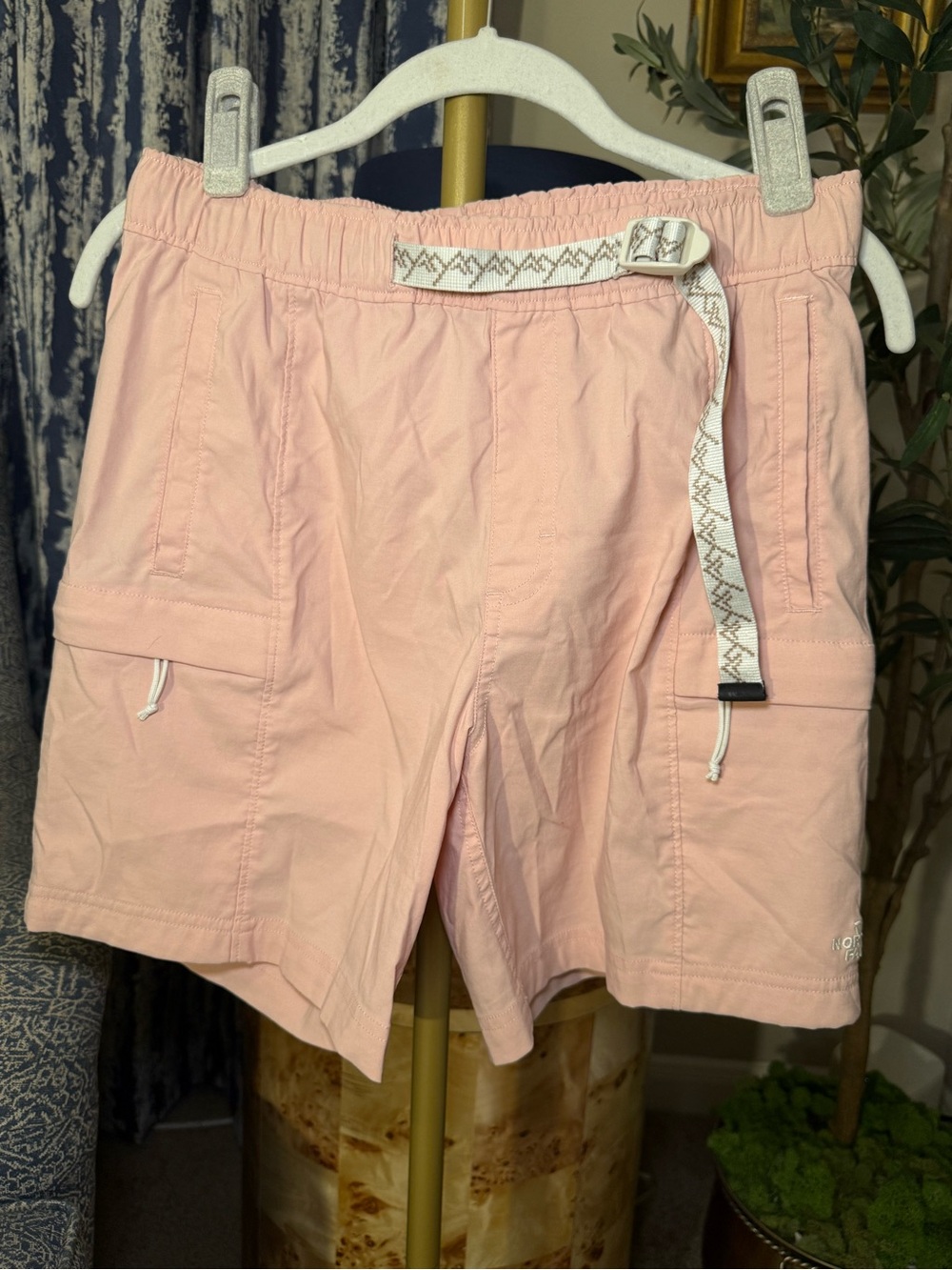 The North Face Light Pink Utility Shorts with Woven Belt